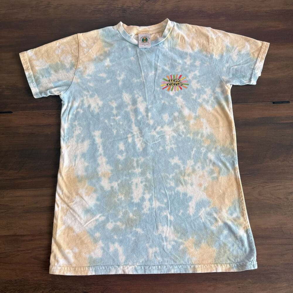Vintage Cross Colours Tie Dye Cloud Sunburst Graphic T-Shirt